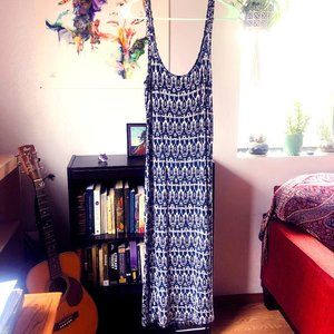 Billabong Bodycon Maxi Dress, Blue Geo-Pattern (S)